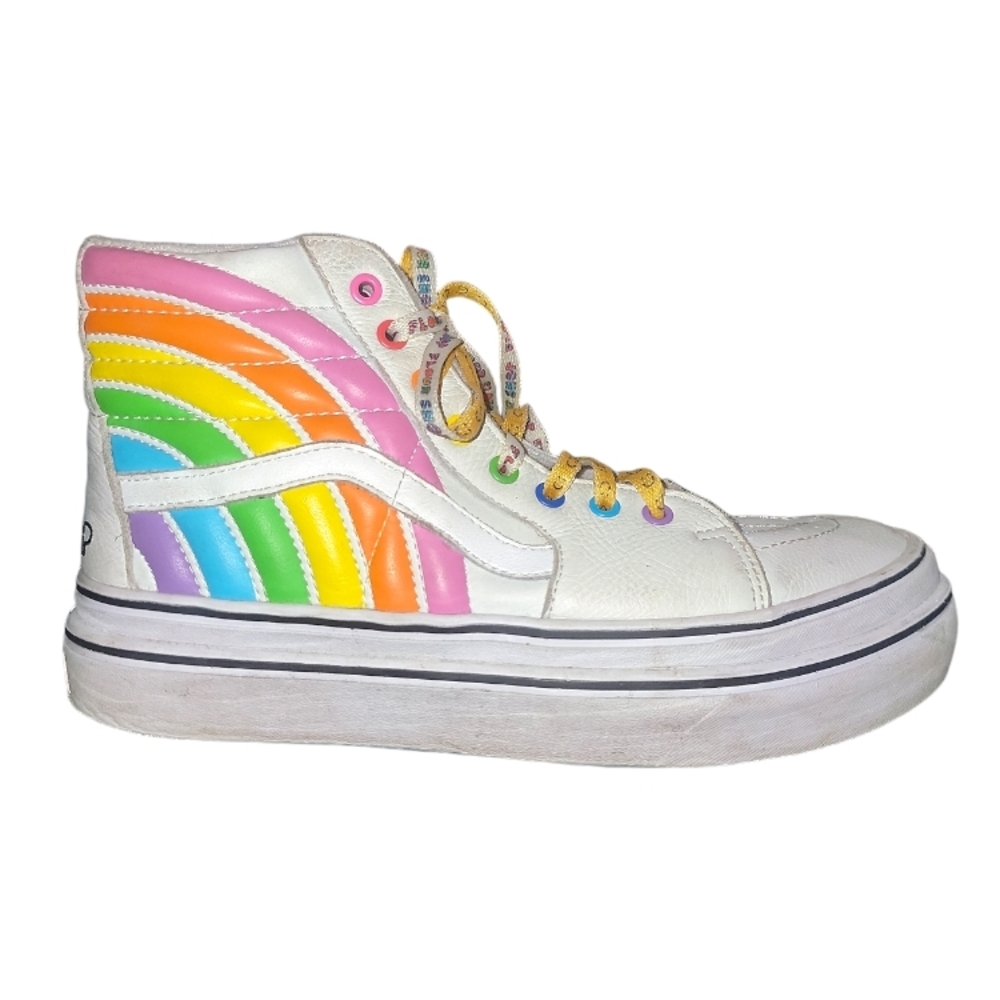 VANS X FLOUR SHOP SUPER COMFYCUSH SK8-HI RAINBOW WOMENS SIZE 11.5. MEN'S 10.